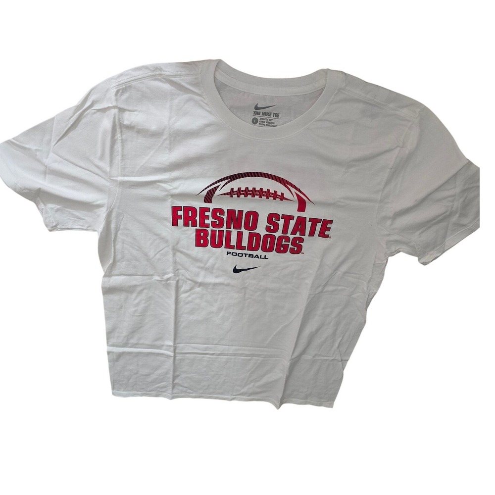 Nike Fresno State Bulldogs Football T-Shirt Mens Large White Just Do It NCAA